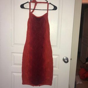 Vintage Y2k 90's Ombre Coogi red Halter Sweater Dress Small